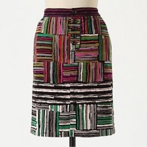 Odille Anthropologie Multicolor Patchwork abstract Pencil Skirt 103